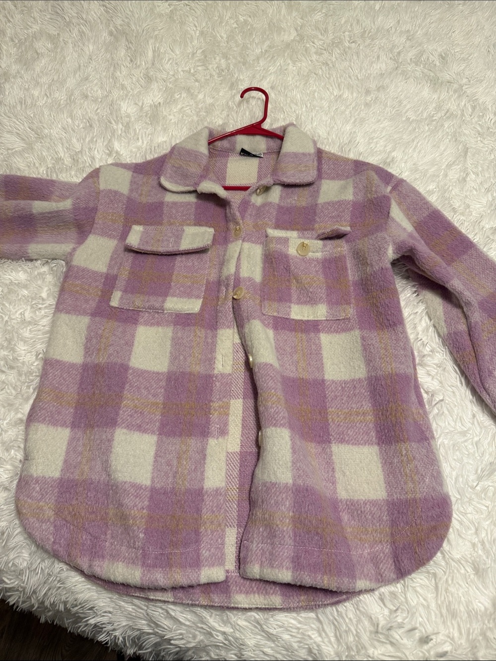 Katydid Lavender and Cream Plaid Button-Front Shacket